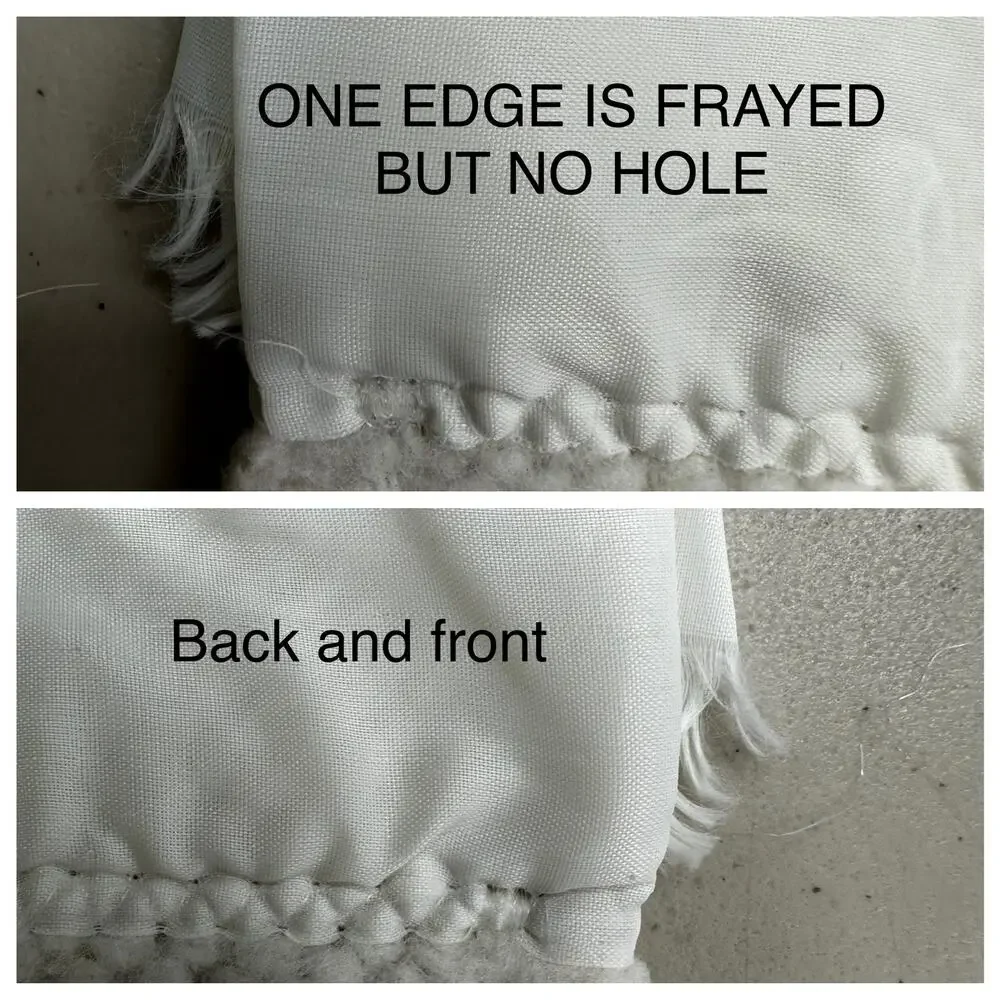 Vintage FARIBO Wool Acrylic Blanket Ivory Satin Trim Woven Texture 68x82 Cottage - Picture 12 of 13